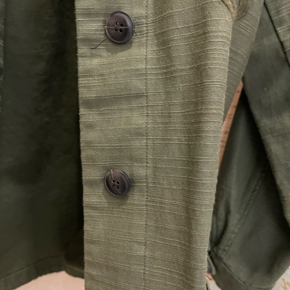 Christoper&Banks Womens Petite Lg Green Floral Embroidered Drawstring Jacket 100 - Picture 14 of 17